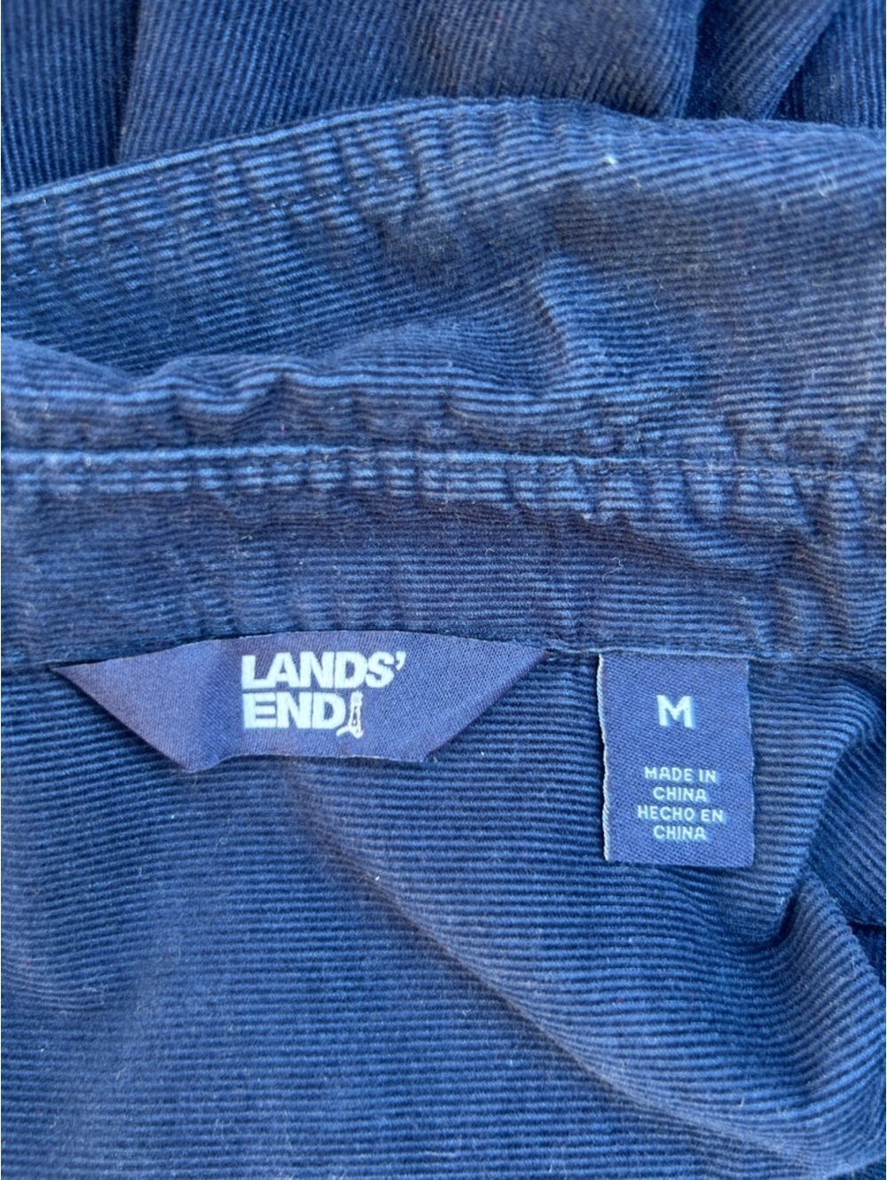 Lands’ End Corduroy Shirt Dress Classic Navy Button-Front with Pockets | Sz Med - Picture 8 of 8